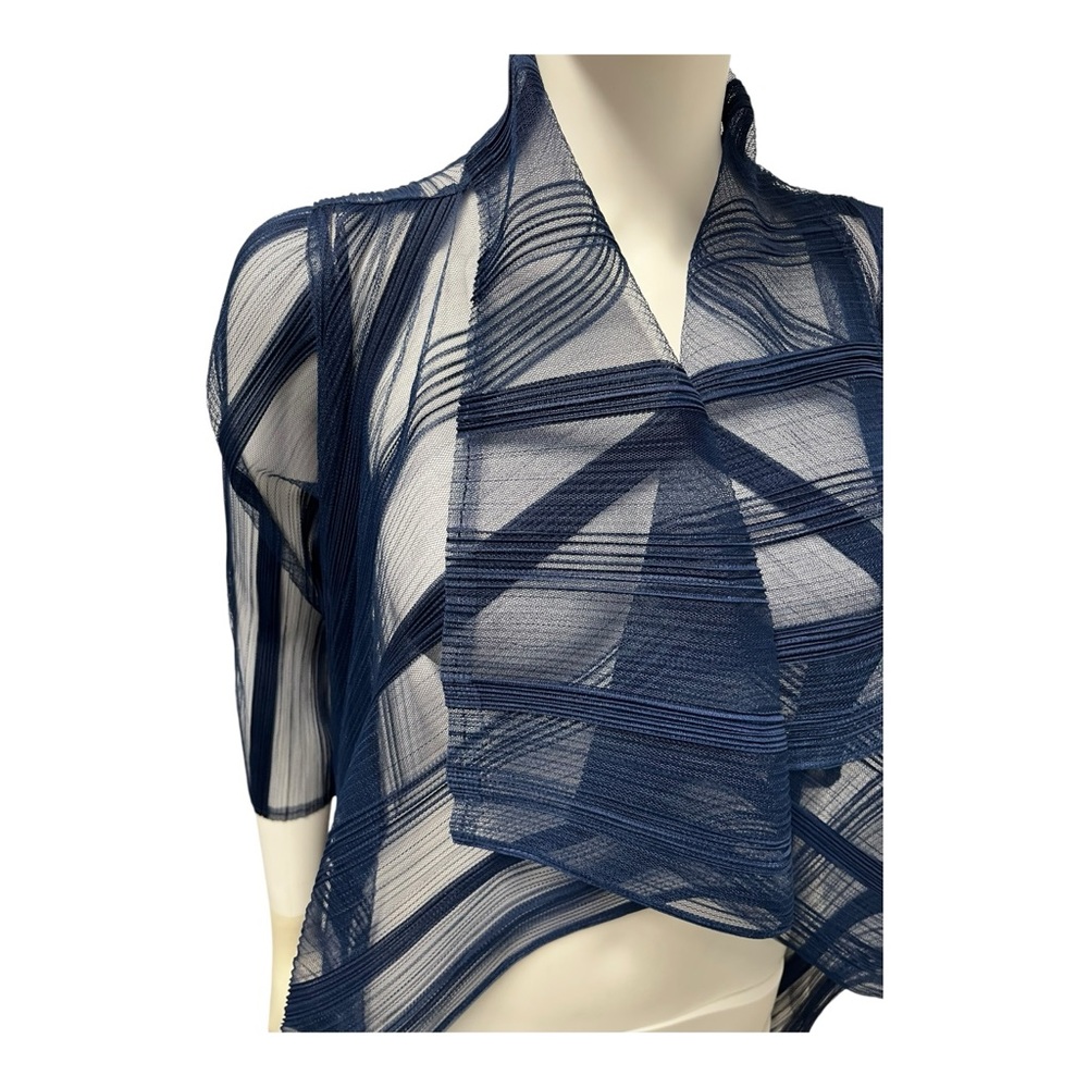 VEECA Structural Modernist Cocktail Navy Blue Women's Wrapper Top Jacket S/M - Picture 2 of 6